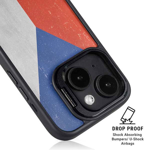 Czech Republic Flag Distressed iPhone 15 Kickstand Case